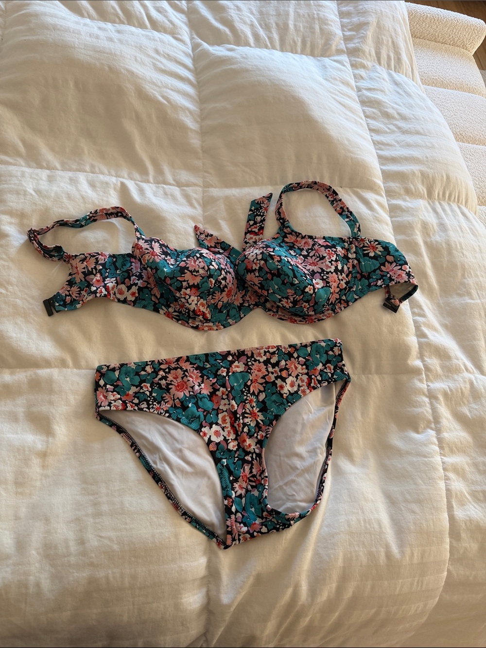 Freya Teal Green and Pink Floral Bikini Set